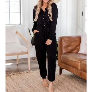 Pink Lily long sleeve black Jumpsuit